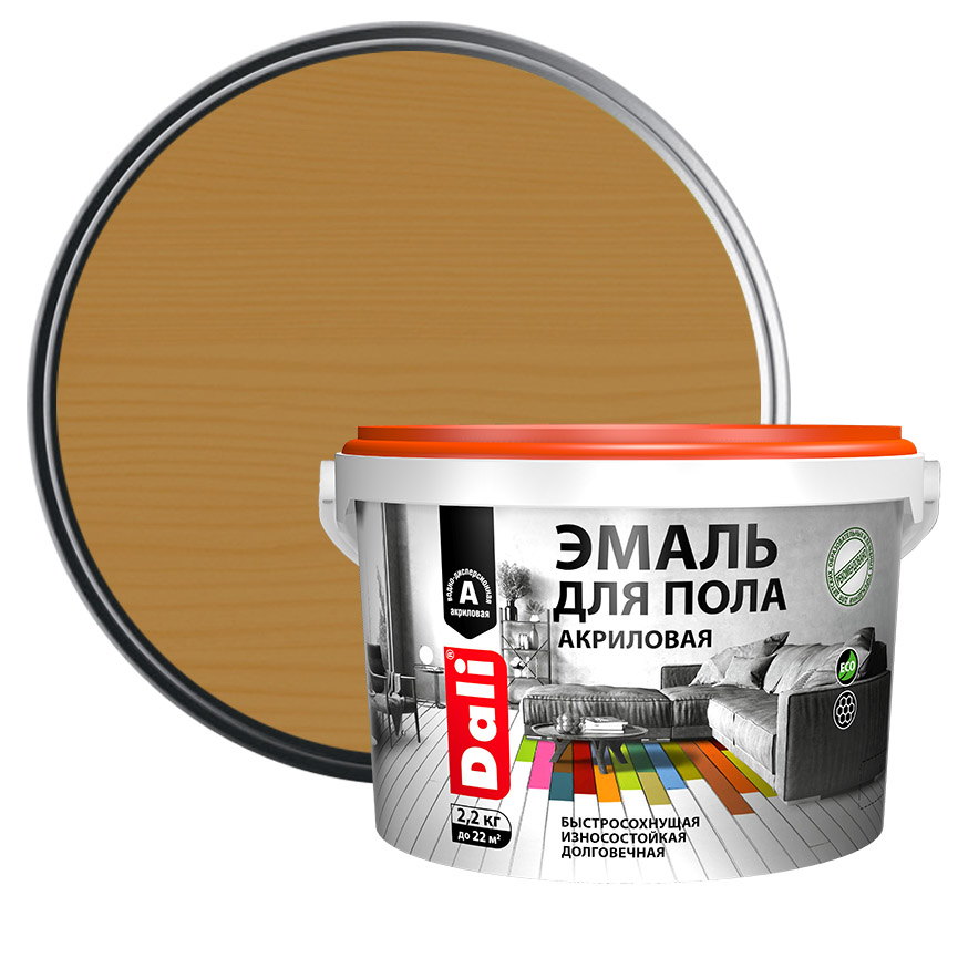 Эмаль для бетонных и деревянных полов Dali дуб 2,2 кг