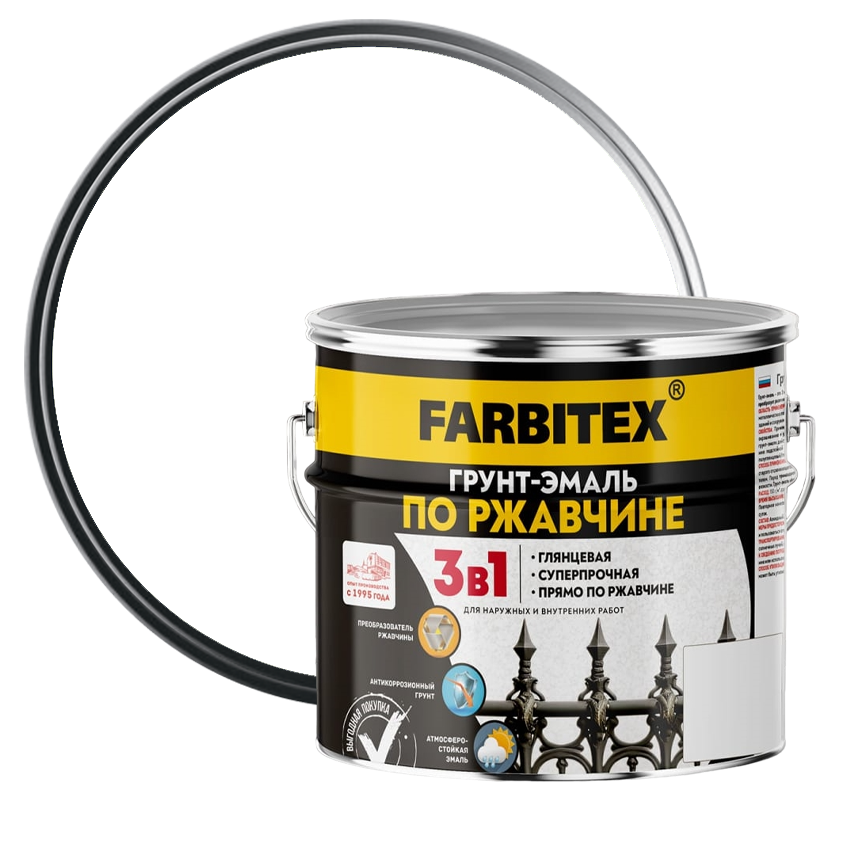 Грунт-эмаль по ржавчине Farbitex белая 1,8 кг