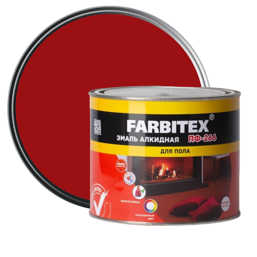 Эмаль ПФ-266 для пола Farbitex красно-коричневая 1,8 кг