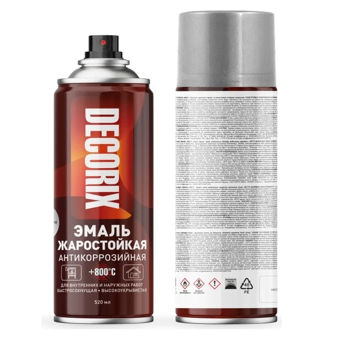 Эмаль аэрозольная жаростойкая Decorix белая 520 мл