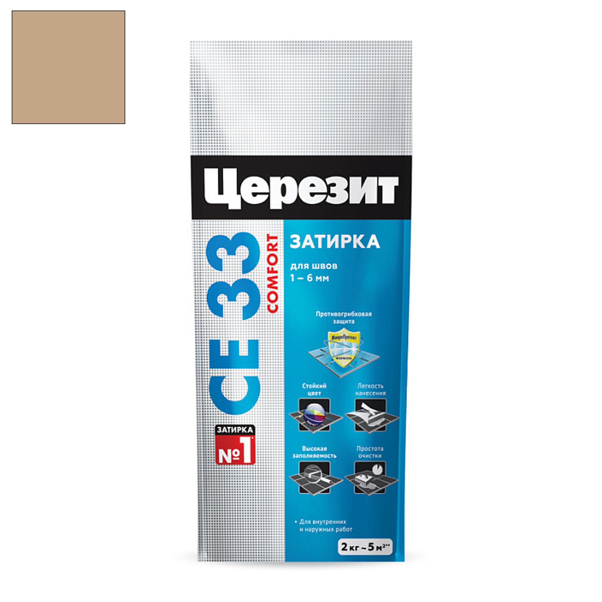 Затирка цементная Церезит CE 33 багама беж 2 кг