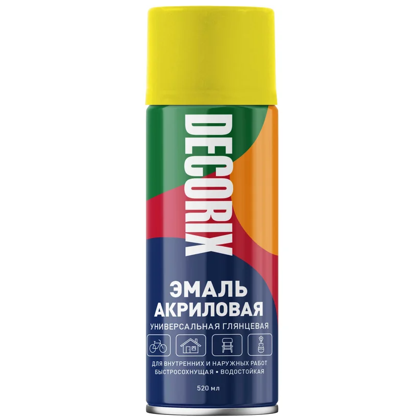 Эмаль аэрозольная универсальная Decorix желтая 520 мл
