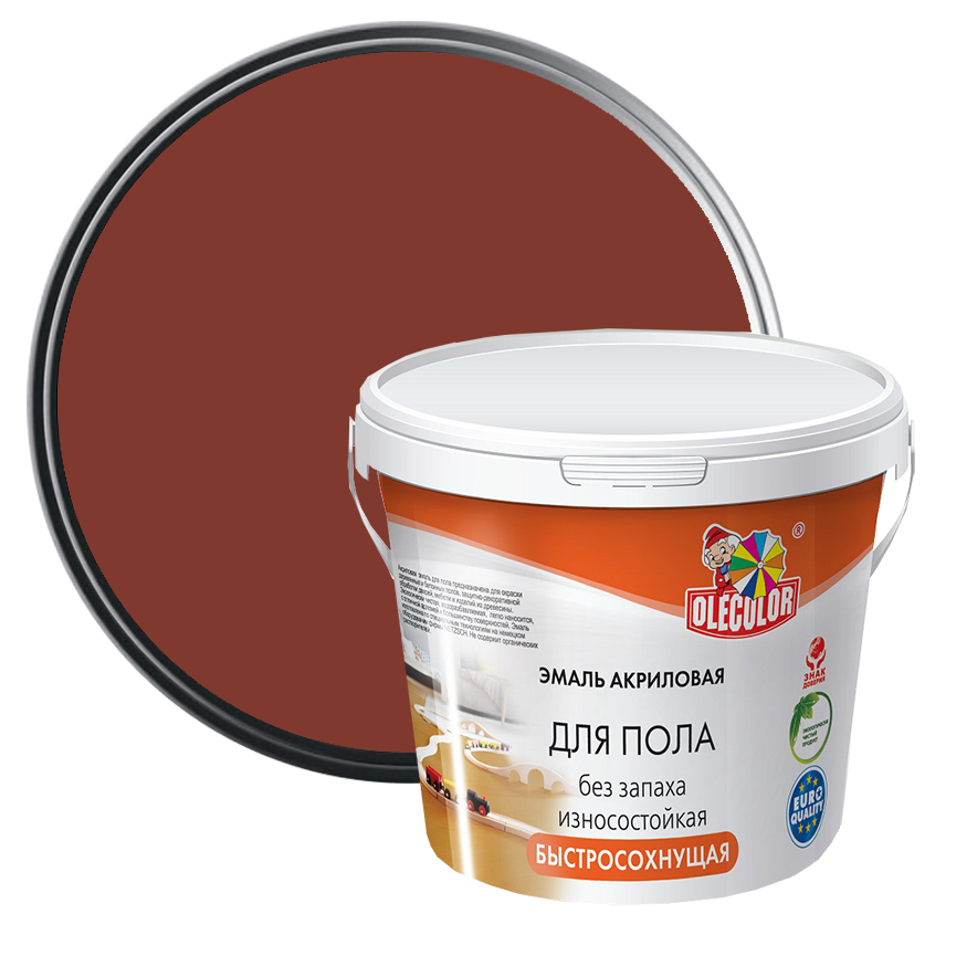 Эмаль акриловая для пола Olecolor красно-коричневая 2,5 кг