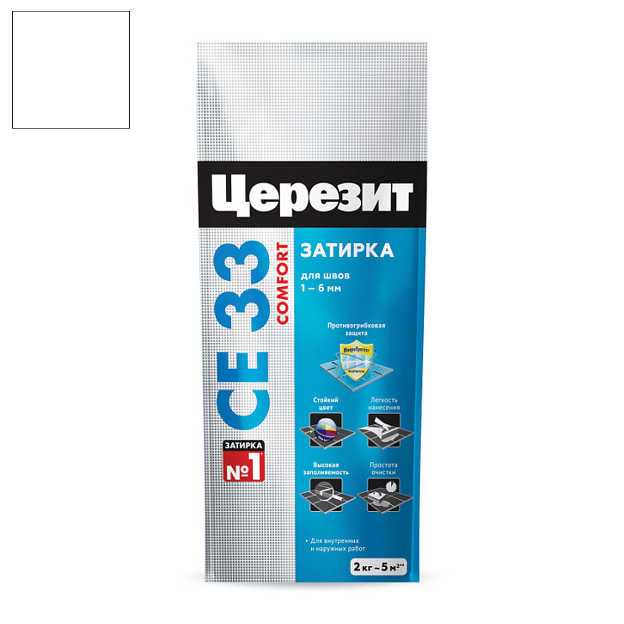 Затирка цементная Церезит CE 33 белая 5 кг