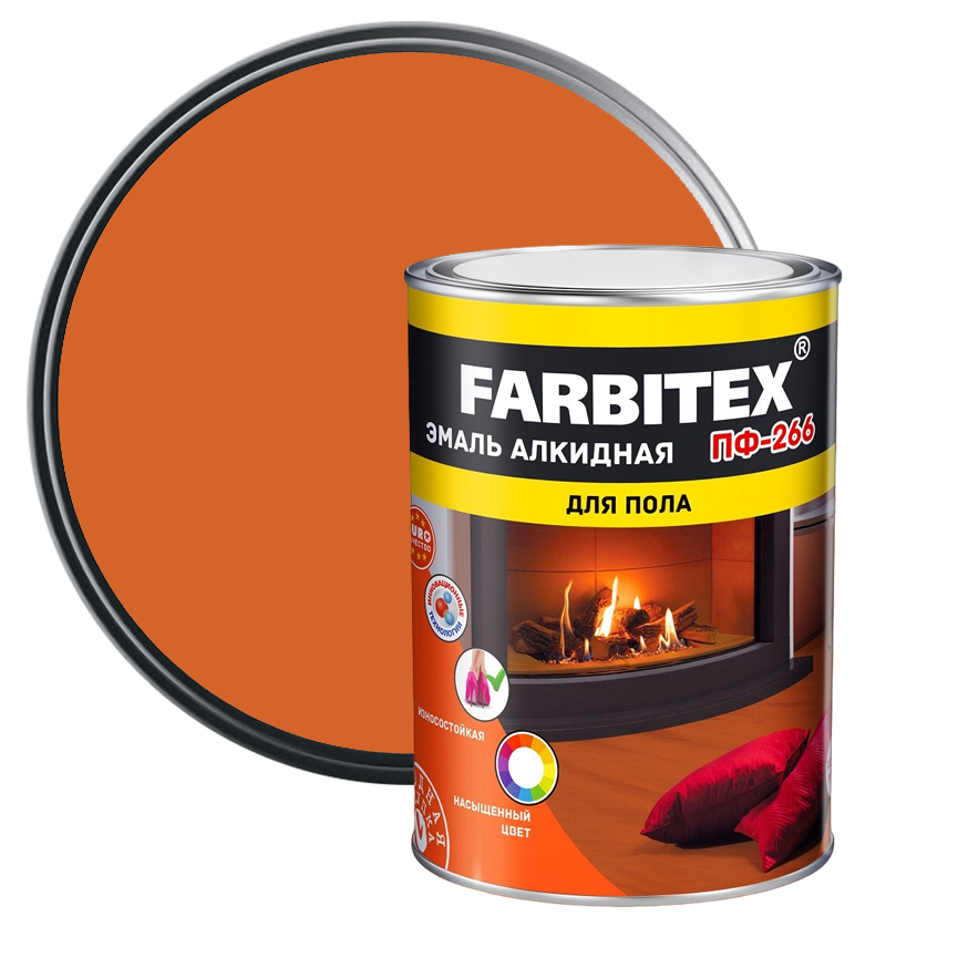 Эмаль ПФ-266 для пола Farbitex золотистая 0,8 кг
