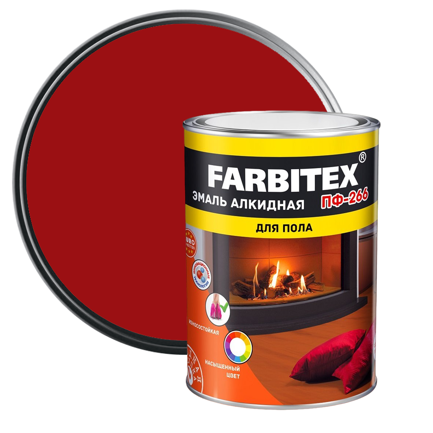 Эмаль ПФ-266 для пола Farbitex красно-коричневая 0,8 кг