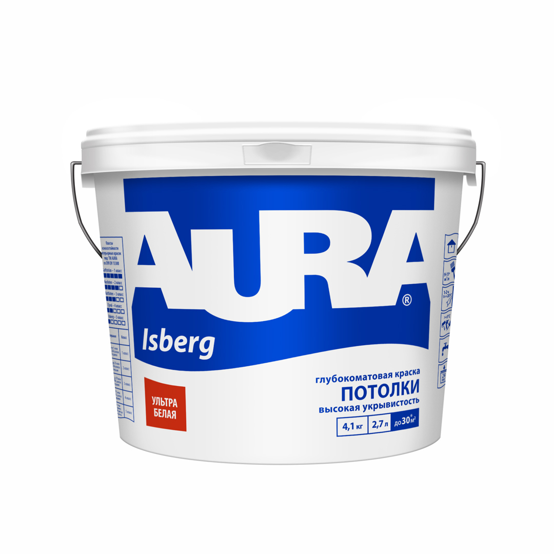 Краска для потолков Aura Isberg белая 2,7 л