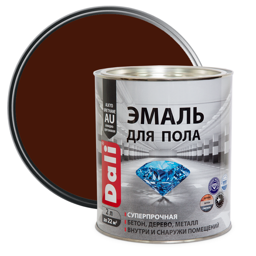 Эмаль для бетонных и деревянных полов Dali красно-коричневая 2 л