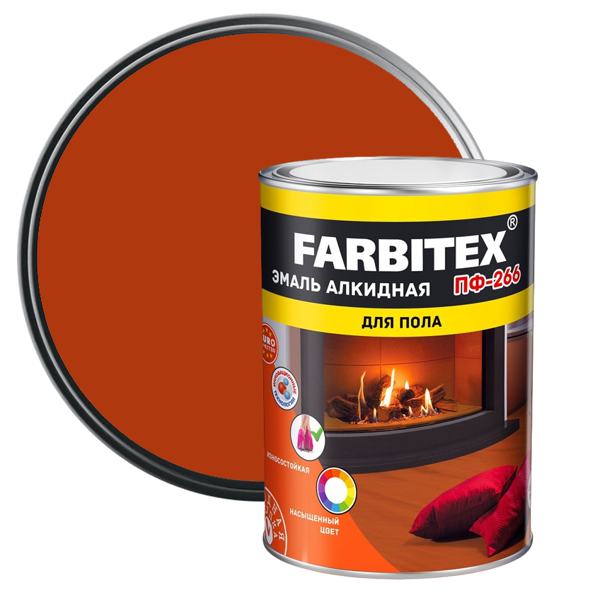 Эмаль ПФ-266 для пола Farbitex желто-коричневая 0,8 кг