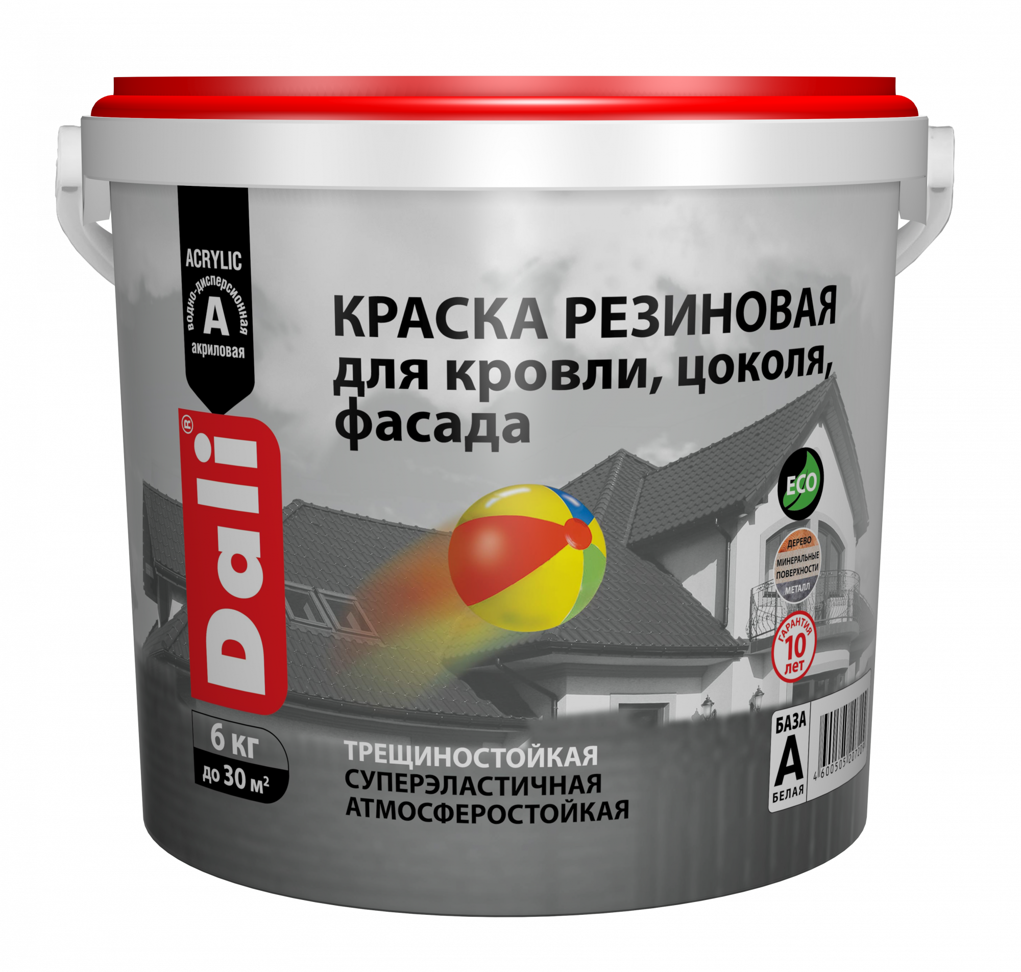 Краска резиновая для кровли, цоколя, фасада Dali база С 6 кг от интернет-магазина Венас