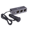 Прикуриватель-разветвитель/3 гнезда/+USB/шнур 100см/черный/AVS