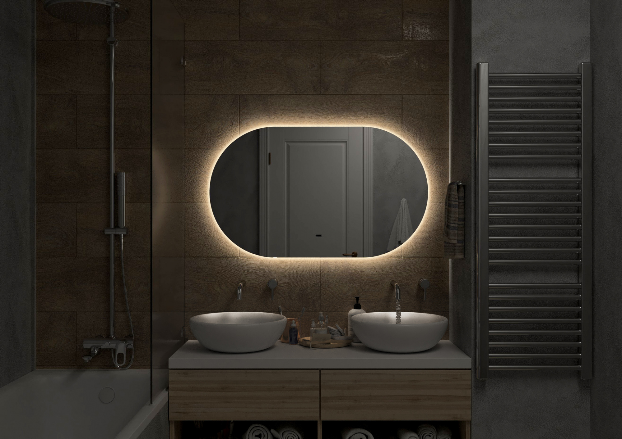 Зеркало Fleur Led 1100х650 мм с бесконтактным сенсором, теплая подсветка