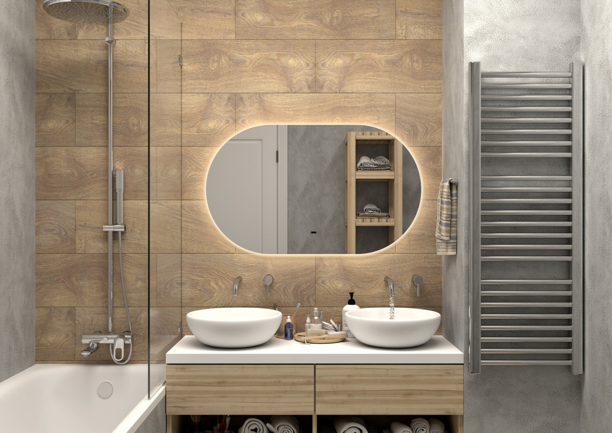 Зеркало Fleur Led 1100х650 мм с бесконтактным сенсором, теплая подсветка