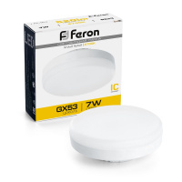 Светодиодная лампа GX53 / 7Вт/тепл/матовая/220В/ Feron