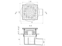 Трап горизонтальный /d50мм/мет решетка 12х12см/TQ5614/регул/сухой затвор/АНИ