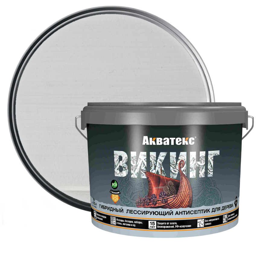 Антисептик для древесины Акватекс Викинг белый 9 л