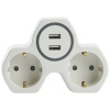 Адаптер сетевой ADP16-14-20 /2гн/250В/з/к/+2USB 2400mA/белый/серый/ Stekker
